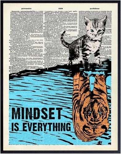 Vista 9 de Mindset is Everything - Arte de pared para empresario, decoración de pared motivacional, decoración de gato, regalos de gato, carteles inspiradores