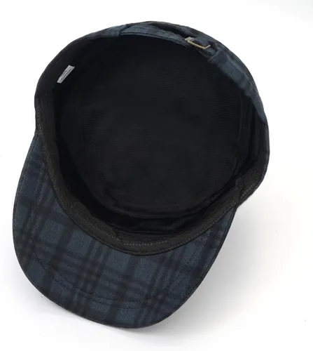 Vista 6 de Gorra de cadete para hombre, estilo militar, vintage, diseño a cuadros, tapa superior plana