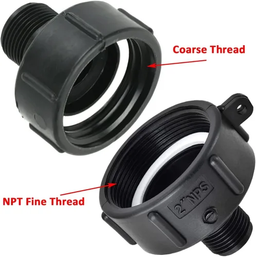 Vista 5 de Accesorios de bolsa para tanque de agua, adaptador de tanque de asas IBC Adaptador de transferencia de 2 pulgadas al conector de montaje de manguera