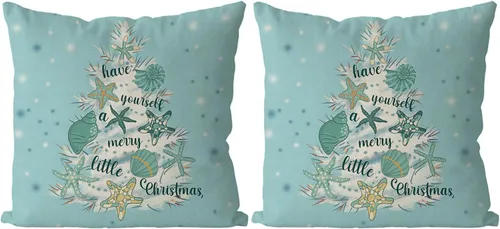 Vista 8 de GAGEC Fundas de almohada de Navidad de 18x18 pulgadas con diseño de estrella de mar, fundas de almohada decorativas de estilo granja, fundas de 18.0