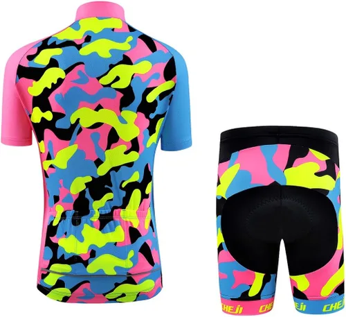 Vista 2 de Ateid Big Girls Cycling Jersey Set Short Sleeve with 3D Padded Shorts