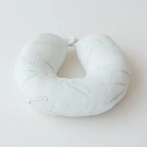 Vista 3 de Almohada de viaje de espuma viscoelástica, rayón refrescante hecho de bambú y funda de poliéster, en forma de U, lavable a máquina, ideal