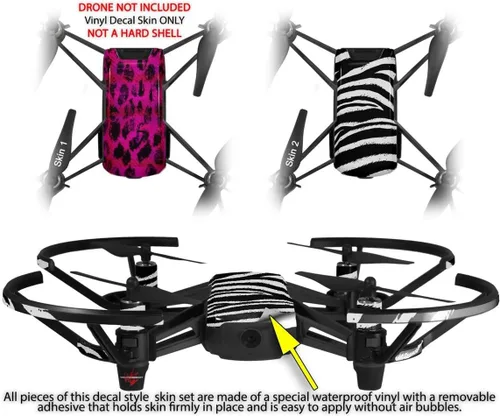 Vista 2 de Skin Decal Wrap 2 Pack Compatible with DJI Ryze Tello Pink Distressed Leopard Drone NOT Included