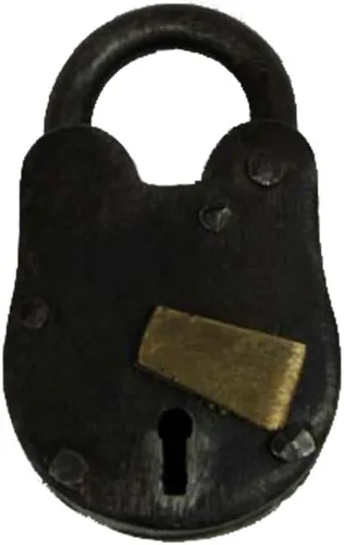 Vista 3 de Cerradura de estilo antiguo de 3" - Hierro con latón - Candado y llaves