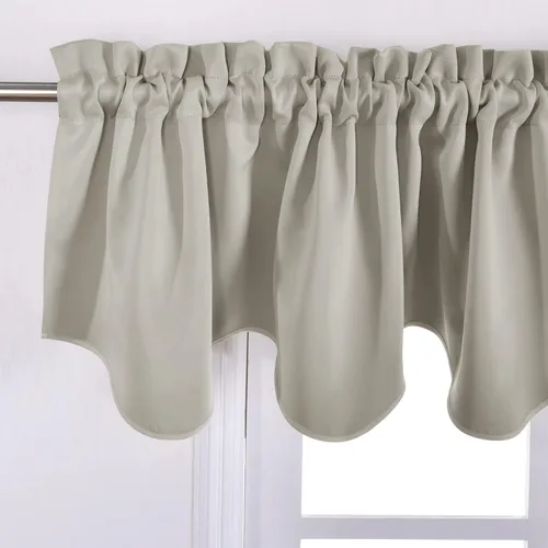 Vista 2 de NICETOWN Cortinas Cenefa Opacas para Oscurecer la Habitación, Cenefas Cortas de Cocina, Cortinas de Ventana Estilo Granja con Bolsillo para Barra
