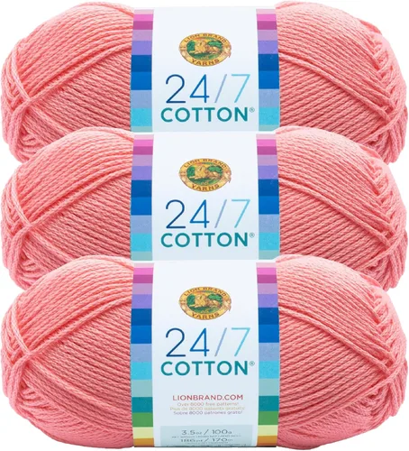 Vista 72 de Lion Brand Yarn - Hilo ligero 24/7 de algodón para tejer, hacer ganchillo y manualidades, Ámbar, paquete de 1 Light Worsted 100% Mercerized Cotton