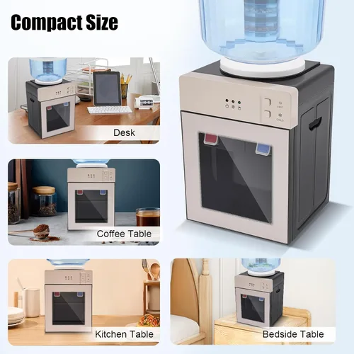 Vista 7 de Dispensador de enfriador de agua para encimera, enfriador de agua fría caliente para botella de 3 a 5 galones, jarra de agua con 3 ajustes