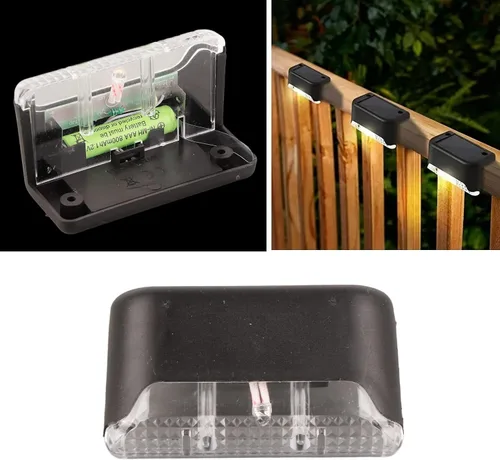 Vista 2 de plplaaoo Luz solar para cubierta, luz solar para escalones, luz solar para valla, lámpara de escalera al aire libre, 4 piezas de luz solar