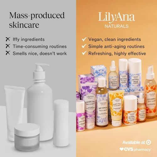 Vista 6 de LilyAna Naturals Suero de retinol, fabricado en Estados Unidos, suero facial antienvejecimiento con ácido hialurónico y vitamina E, reduce