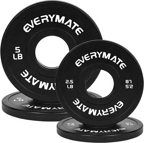 Vista 8 de EVERYMATE Juego de placas de peso de cambio negro, 1.25 libras, 2.5 libras, 5 libras, juego de placas olímpicas fraccionarias para entrenamiento