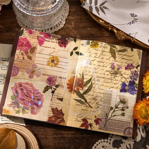 Vista 5 de emmoolife Juego de calcomanías de flores prensadas (380 piezas) con temática de flores secas, calcomanías florales botánicas para diarios