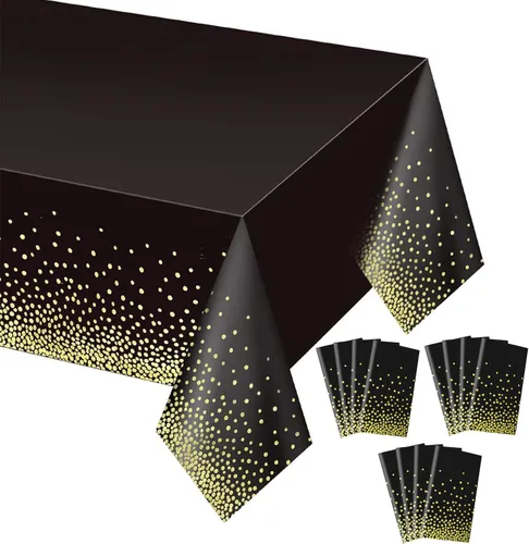 Vista 8 de Gexolenu Paquete de 2 manteles de plástico desechables de alta calidad para mesas rectangulares (54 x 108 pulgadas), manteles desechables Negro
