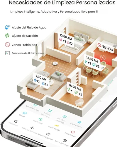 Vista 9 de Lefant - Robot aspirador y fregona LiDAR, autovaciado de 75 días, succión potente de 6000 Pa, limpieza personalizada, mapeo del hogar, 140 minutos