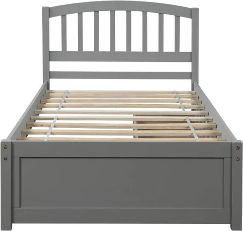 Vista 5 de Bellemave Cama de almacenamiento de plataforma individual con dos cajones, marco de cama de madera maciza con cabecero, marco de cama resistente