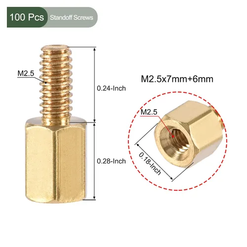 Vista 2 de YOKIVE 100 tornillos de separación M2.5, separadores hexagonales de latón para PCB, mantienen la altura consistente, ideal para placa base