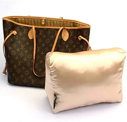 Vista 4 de Keep Your Designer Bag Perfectly Shaped – Champagne Satin Luxury Pillow Bag Shaper Compatible with Neverfull MM