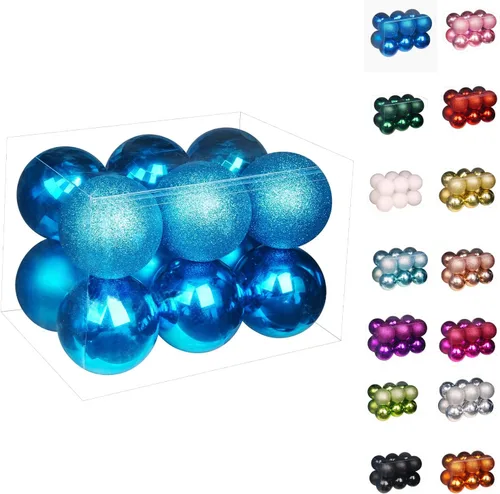 Vista 55 de Emopeak - Juego de 24 esferas navideñas, ornamentos irrompibles, 4 estilos, decoración colgante para árbol de Navidad, boda o fiesta