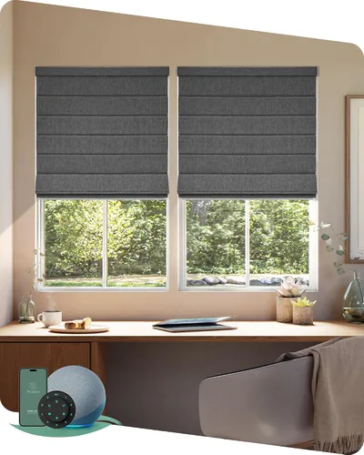 Vista 27 de Yoolax Persianas Romanas con Filtrado de Luz para Ventanas, Persianas Romanas Opacas Sin Cables, Muestra de Tela (Multicolor)