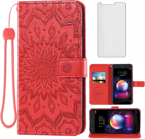 Vista 9 de Funda de teléfono para LG K30 2018 5.3/Premier Pro LTE/Phoenix Plus/Harmony 2/K10/Xpression cartera con protector de pantalla de vidrio templado Oro