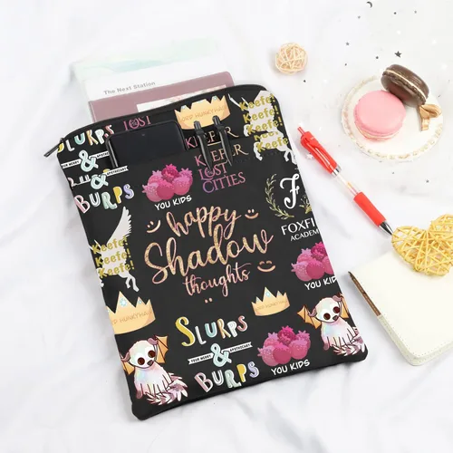 Vista 3 de Funda de libro de regalo inspirada en novela de fantasía para amantes de los libros, protector de libro de regalo con cremallera (Happy Shadow)