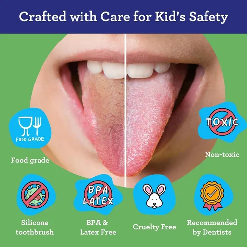 Vista 6 de GuruNanda Raspador de lengua para niños (paquete de 2) con estuche de viaje, acero inoxidable, ayuda al aliento fresco, limpiador de lengua apto