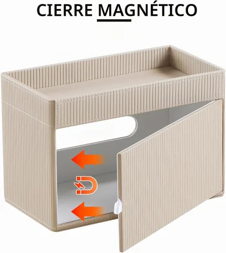 Vista 3 de Funda para Caja de Paños Rectangular con Bandeja de Almacenamiento, Soporte de Paños de PU para Tocador de Baño, Mesitas de Noche, Dormitorio