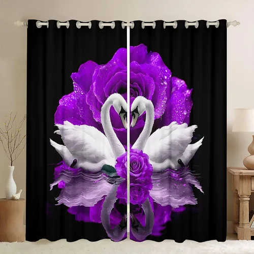 Vista 31 de Erosebridal Cortinas de Rosas Rojas 3D Tratamientos para Ventanas de Guepardo, Paneles de Cortinas con Estampado de Gato Leopardo para Sala