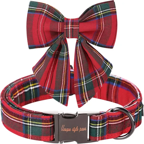 Vista 46 de Unique style paws - Collar para perros con corbatín, collar ajustable para perros y gatos, pequeño, mediano y grande