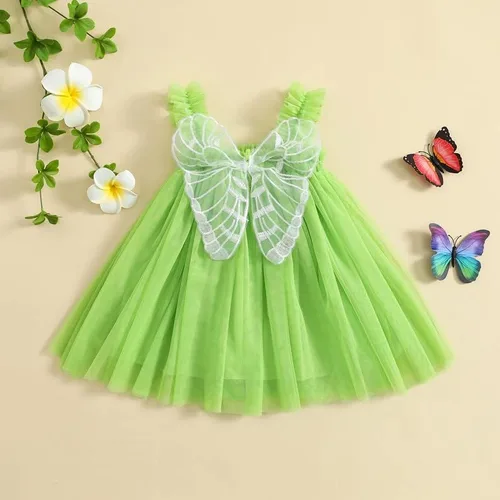 Vista 2 de TNGXXWL Toddler Girls Halloween Dress Fairy Butterfly Wings Tutu Dress Party Princess Dress Halloween Masquerade Costume