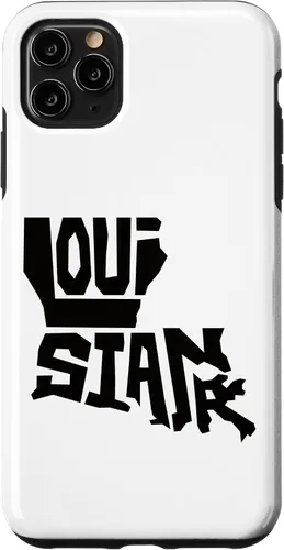 Vista 11 de iPhone 15 Patriotic Home State Map of Louisiana Text Art Shape Design Case