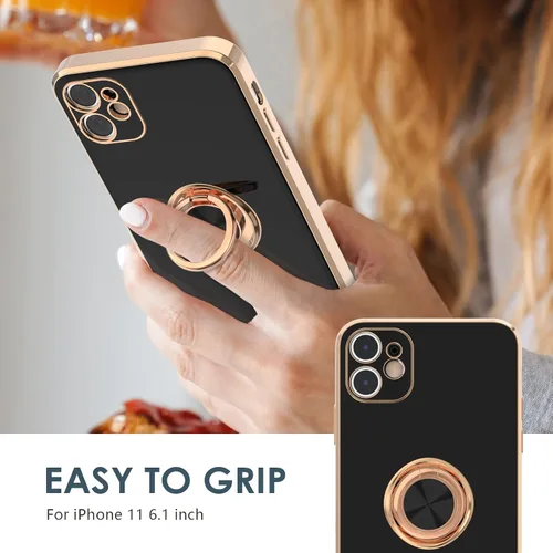 Vista 2 de Hython Funda para iPhone 11 con soporte de anillo [soporte de anillo giratorio de 360° con soporte magnético] [Soporte de montaje en automóvil]