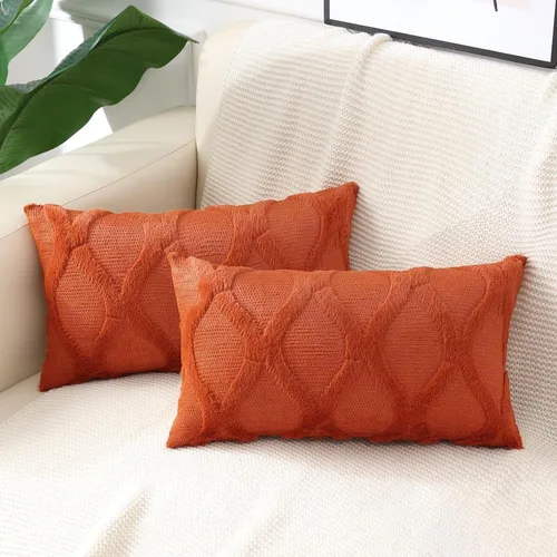 Vista 64 de decorUhome - Juego de 2 fundas de cojín decorativas para primavera de 16 x 16 pulgadas, fundas de almohada afelpadas de lana y piel sintética suave