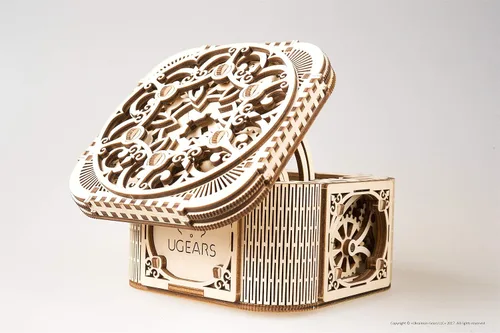 Vista 7 de Caja de tesoro, rompecabezas de madera 3D, juego para adultos para armar tú mismo, de UGears