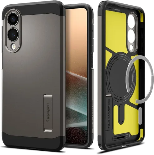 Vista 16 de Spigen Funda para Galaxy S25, Tough Armor MagFit [Kickstand] [Compatible con MagSafe] [Protección de grado militar] - Abyss Green Abyss Verde