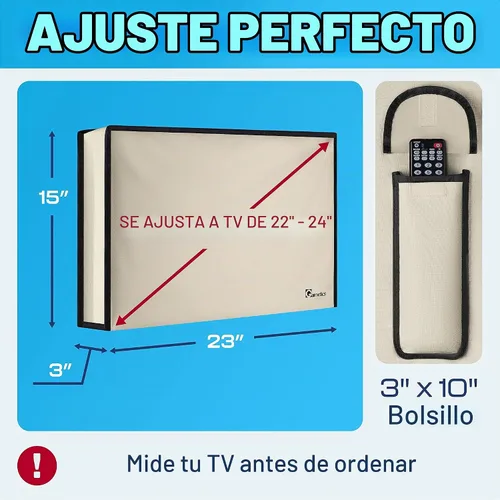 Vista 3 de Garnetics Funda de TV para exteriores de 24 pulgadas, impermeable, resistente a la intemperie con protectores de pantalla de escudo inteligente