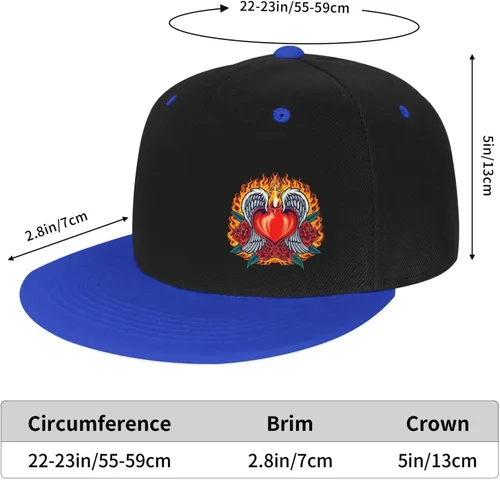 Vista 6 de Heart Angel Fiery with Red Rose Blooms Snapback Hats for Men Women Hat Baseball Cap Flat Bill Visor White Hat