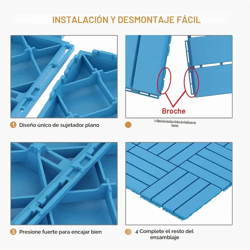 Vista 7 de Goovilla - Azulejos de plástico entrelazados para terraza, paquete de 9 para balcón, 12 x 12 pulgadas, piso impermeable para todo clima, azulejos