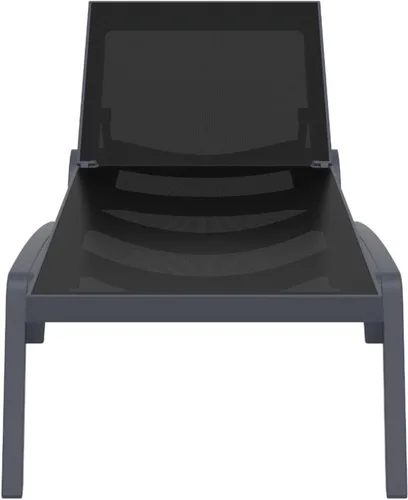 Vista 5 de Compamia Pacific Chaise Lounge con cabestrillo negro en gris oscuro (juego de 2)