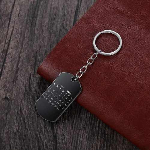 Vista 3 de Llavero unisex personalizable con calendario, foto o grabado