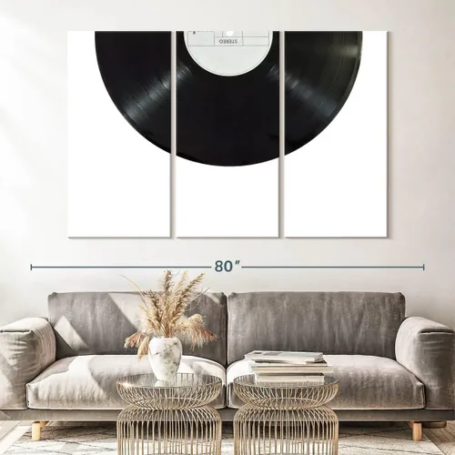 Vista 96 de Elephant Stock BW - Reproductor de discos de vinilo para pared, lienzo horizontal, decoración de pared de sala de estar de 3 piezas, impresión