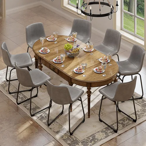 Vista 46 de YaFiti - Juego de 2 sillas de comedor de 18 pulgadas, sillas modernas tapizadas para comedor con cojines de piel sintética y patas de metal, silla