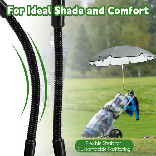 Vista 3 de Sombrilla de vagón con abrazadera universal UPF 50+, Accesorio de sombrilla de vagón ajustable para descansar, ligera para fácil transporte