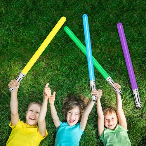 Vista 6 de 16 piezas de sable de luz inflable, sable de luz de LIYDE inflable, bolsas de fiesta, rellenos de calcetines, espadas inflables para fiestas