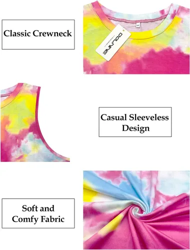 Vista 4 de DOLNINE Camisetas sin mangas de verano de talla extragrande para mujer, camisetas casuales con cuello redondo