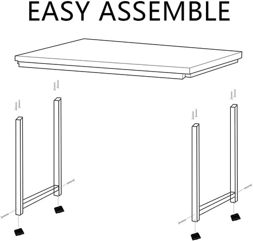 Vista 6 de G-PLUS Escritorio para computadora, mesa de trabajo resistente para oficina en casa, mesa de estudio de juegos simple de estilo moderno en blanco