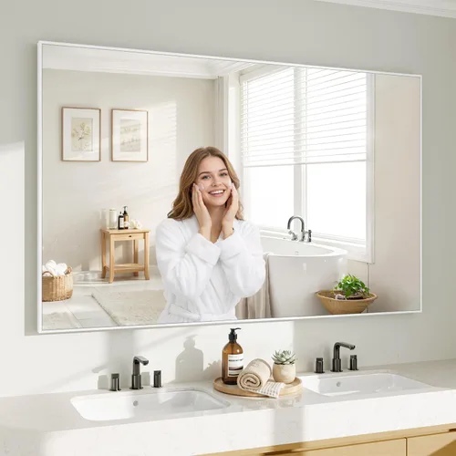Vista 20 de Koonmi Espejo de pared rectangular negro, espejo de baño de 20 x 30 pulgadas, espejo de tocador con marco de aluminio para entrada, sala de estar