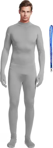 Vista 18 de Overol completo Full Bodysuit con ayudante de cremallera, unisex, para adultos, sin capucha, de Spandex elástico, traje Zentai de cuerpo entero Negro