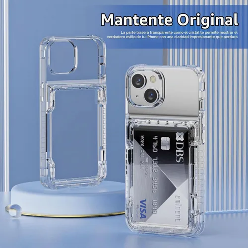 Vista 4 de ACANDYA Funda tipo cartera para iPhone 15 Plus, funda transparente para iPhone 14 Plus