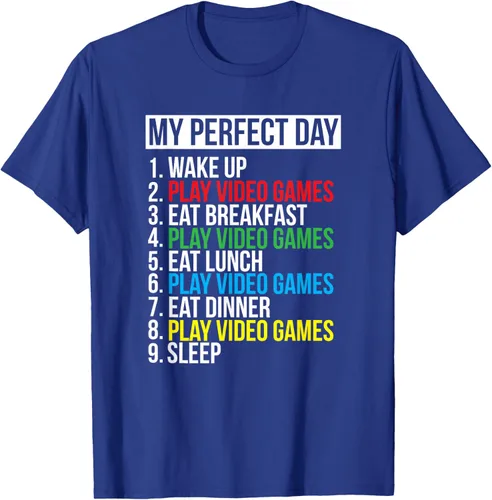 Vista 20 de My Perfect Day" - Camiseta negra de ajuste clásico, cuello redondo, manga corta, poliéster y algodón, Negro