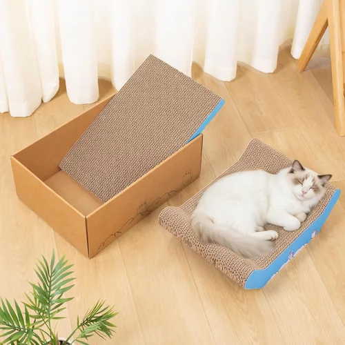 Vista 8 de Rascador para Gatos, Rascadores de Cartón para Gatos de 17.7x17.7 Pulgadas para Gatos de Interior, Tablero Grande para Rascar Gatos, Almohada